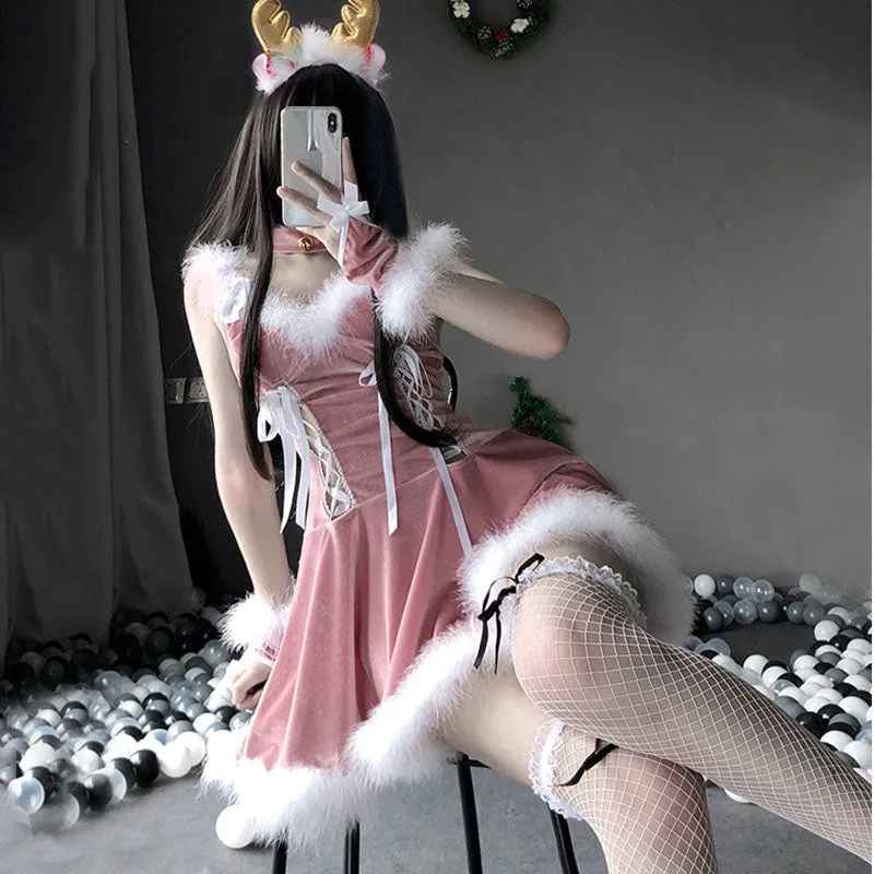 RED/PINK CUTE PLUSH BUNNY GIRL OUTFIT UB2775