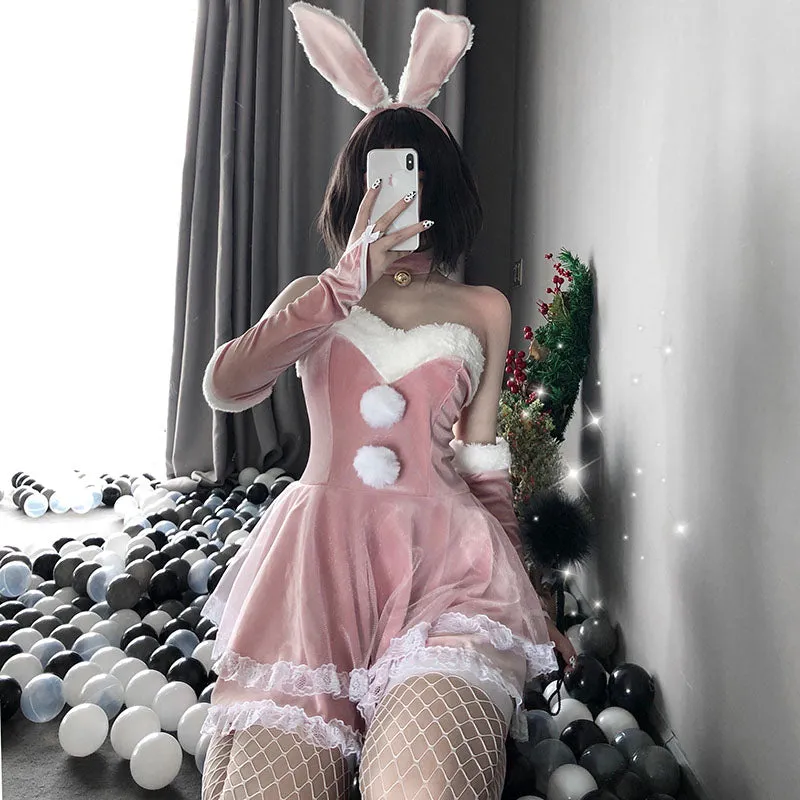 RED/PINK CUTE PLUSH BUNNY GIRL OUTFIT UB2775