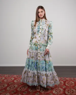 rhythm scalloped dress - mint mixed print