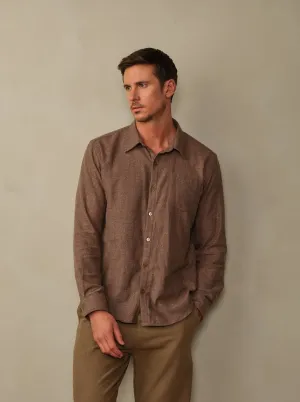 Road to Nowhere - Accord Organic Cotton Flannel Shirt - Saddle Herringbone