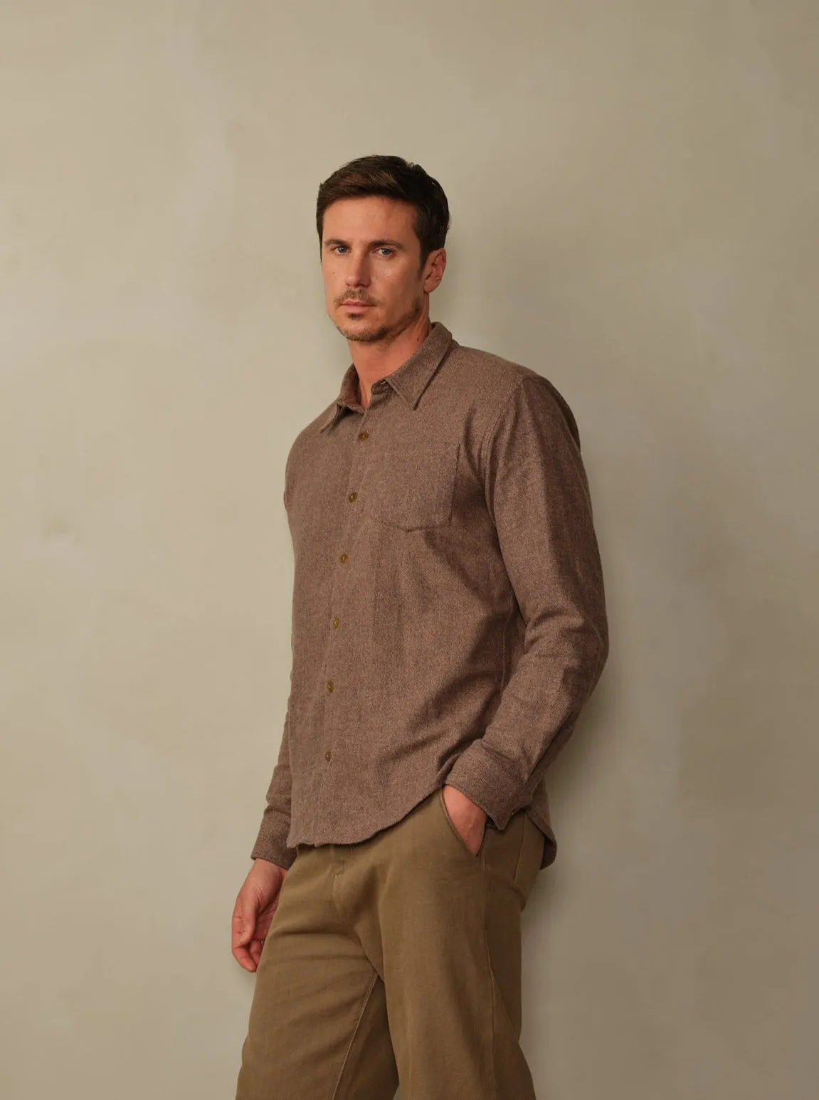 Road to Nowhere - Accord Organic Cotton Flannel Shirt - Saddle Herringbone