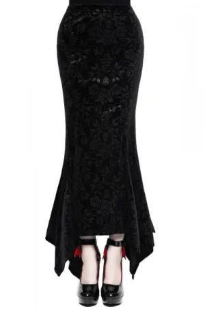 Roses are Dead Velvet Maxi Skirt - Black -