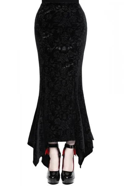 Roses are Dead Velvet Maxi Skirt - Black -