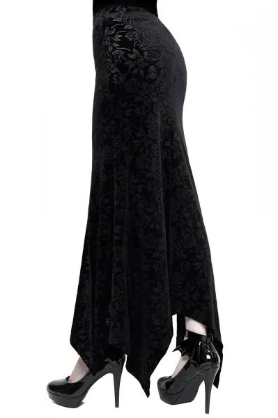 Roses are Dead Velvet Maxi Skirt - Black -
