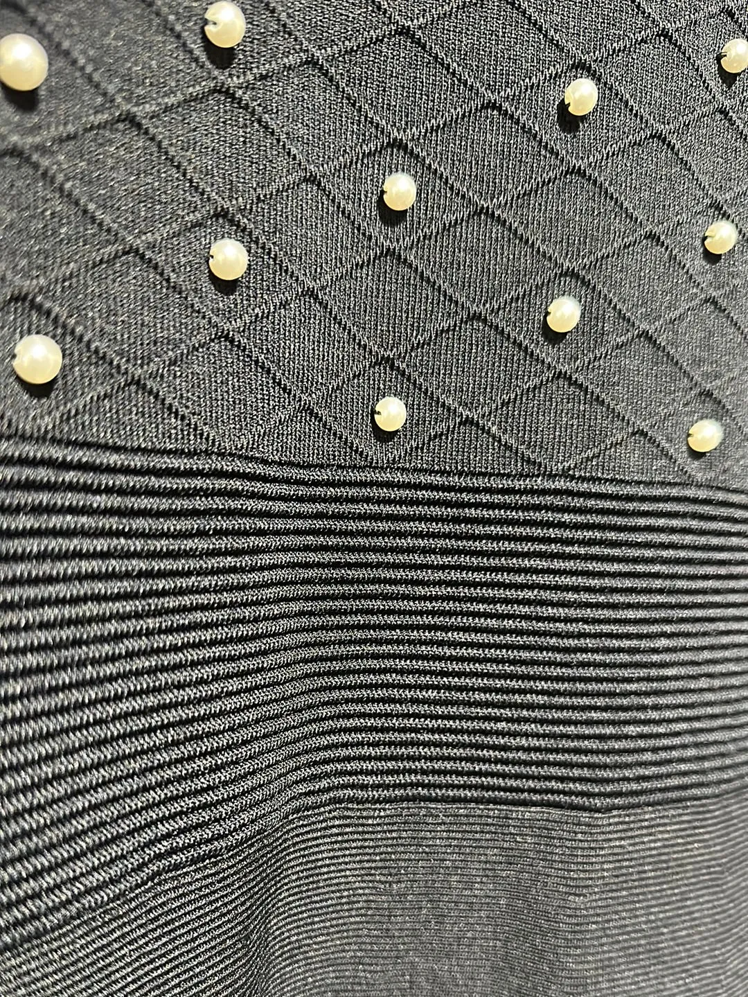 Sandro Black Long Sleeve Pearl Embellished A Line Sweater Dress