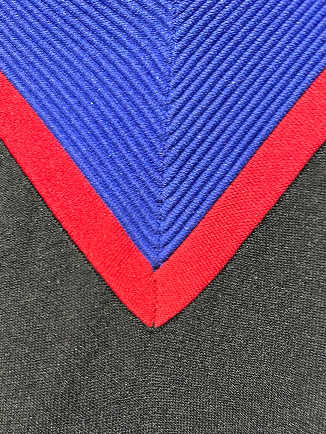 Sandro Long Sleeve Quarter Zip Black Ribbed Sweater with Purple and Red V