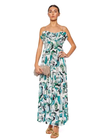 Sanna Teal Grove Pleated Maxi Dress