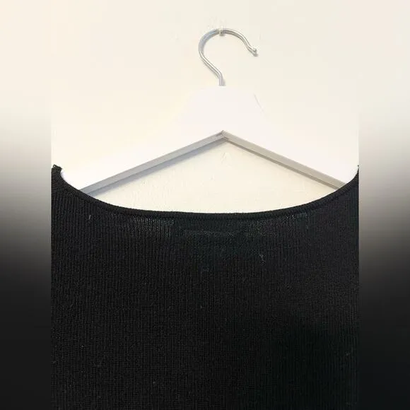 SEE BY CHLOÉ XS Short Sleeve Black Sweater Dress metallic silver trim holiday