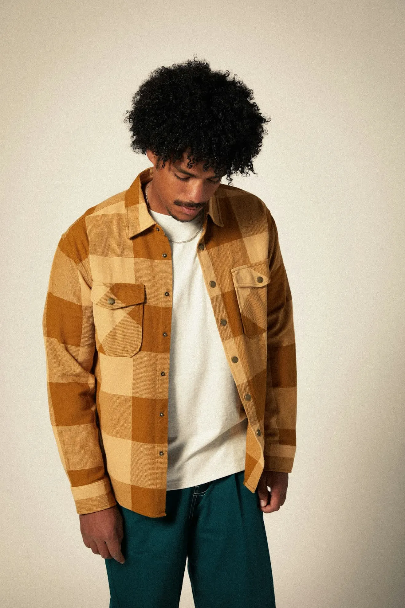 Selden Flannel | Washed Copper/Curry Buffalo