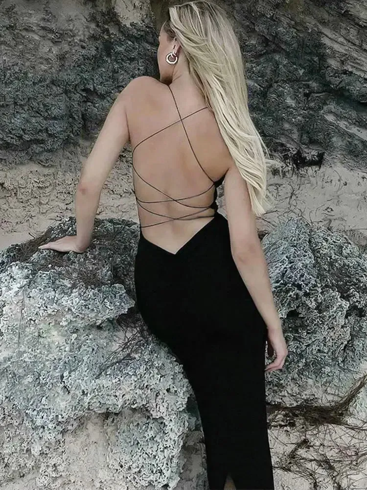 Sexy Backless Bandage Maxi Dress – Elegant Night Out Attire