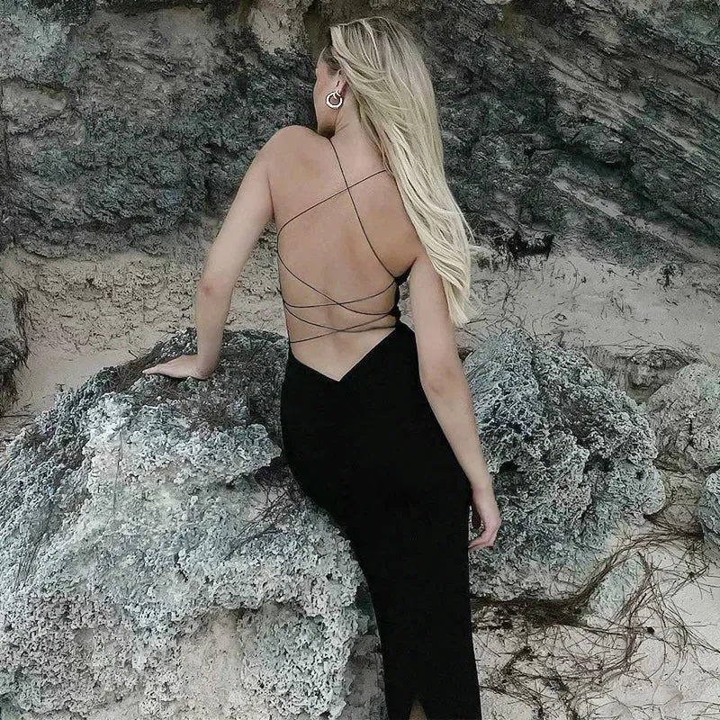 Sexy Backless Bandage Maxi Dress – Elegant Night Out Attire