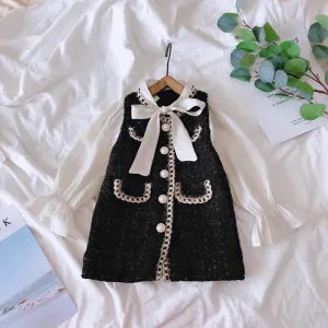 Shimmer Tweed Button Dress