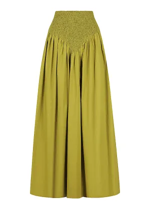 Shirred V Maxi Skirt