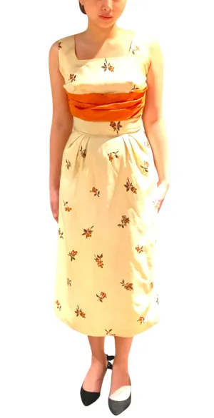Silk Starlet -Elegant Bombshell Vintage 1960s Silk Midi Berry Print Wiggle Dress