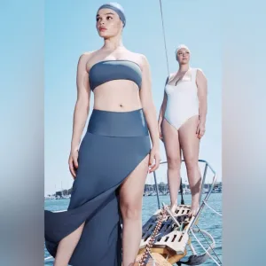 SKIMS Shaping Swim Long Slit Skirt Gunmetal NEW 2X