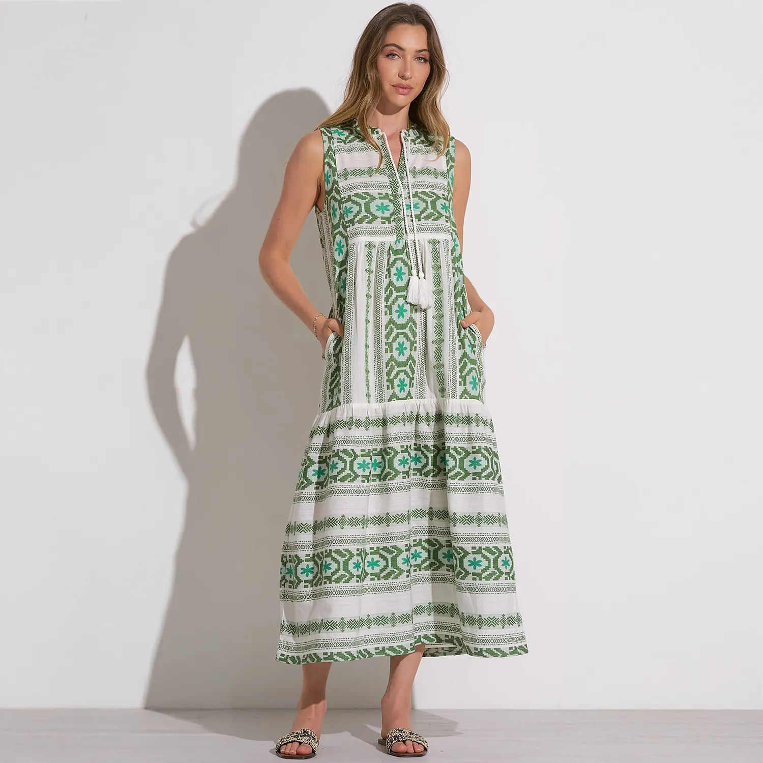 Sleeveless V-Neck Maxi Dress