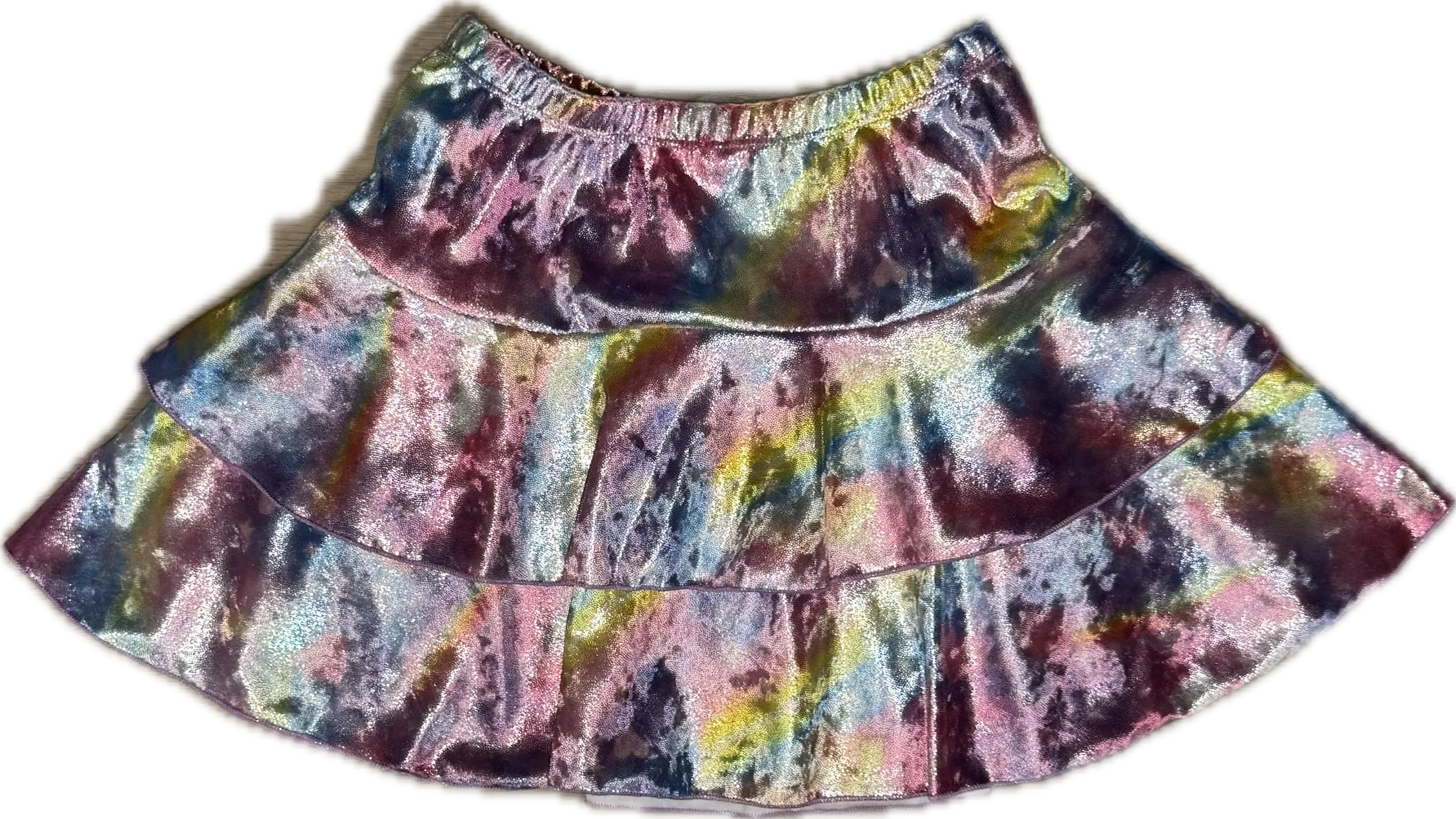Social Butterfly- Velvet Rainbow Hearts Ruffle Skirt