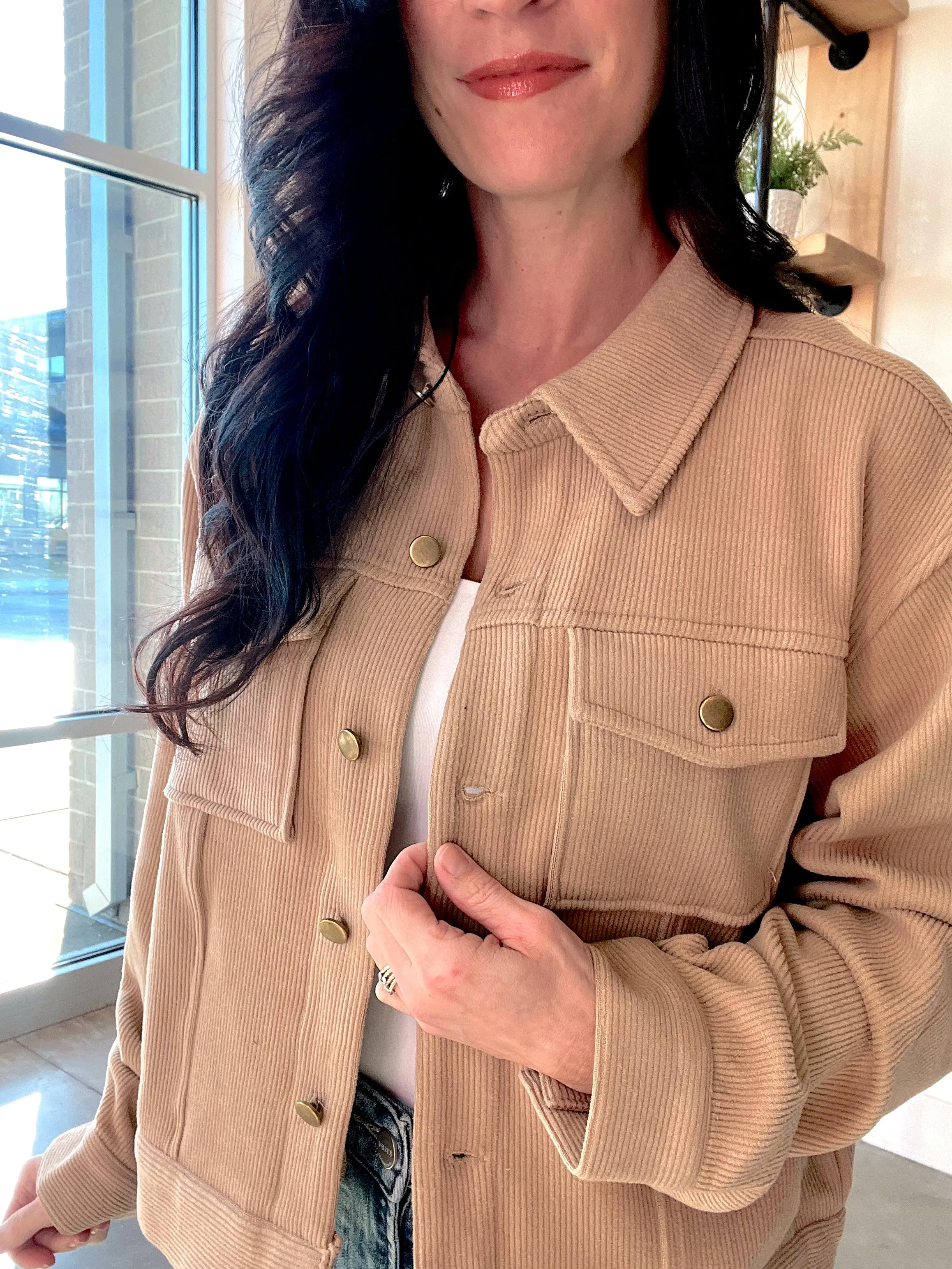Soft Flannel Shacket in Camel
