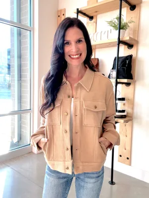 Soft Flannel Shacket in Camel