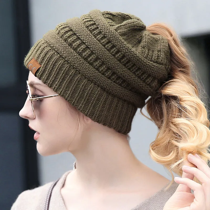 Soft Knit Ponytail Beanie