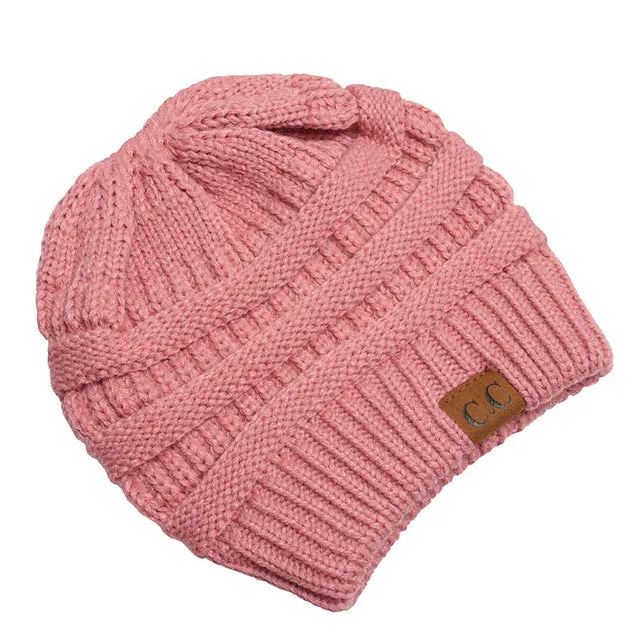 Soft Knit Ponytail Beanie