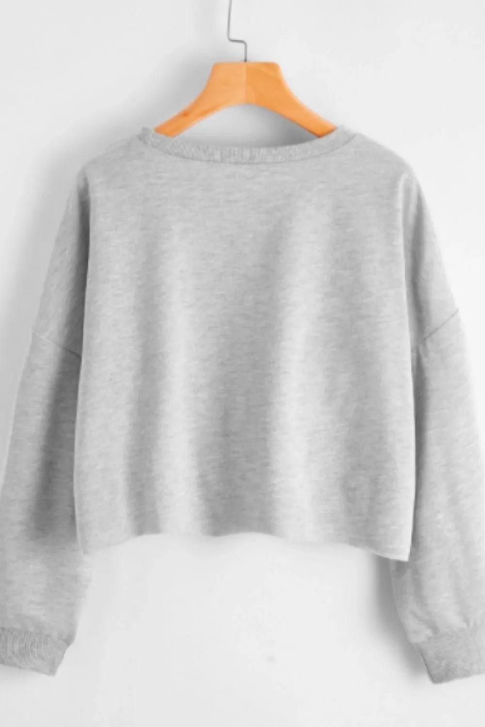 Solid Drop Shoulder Grey Crop Tee