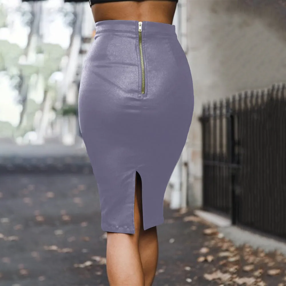Spring and Summer Skirts Tri-color Plus Velvet Comfort PU Bag Hip Skirt
