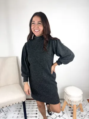 Stacy Solid Charcoal Sweater Dress