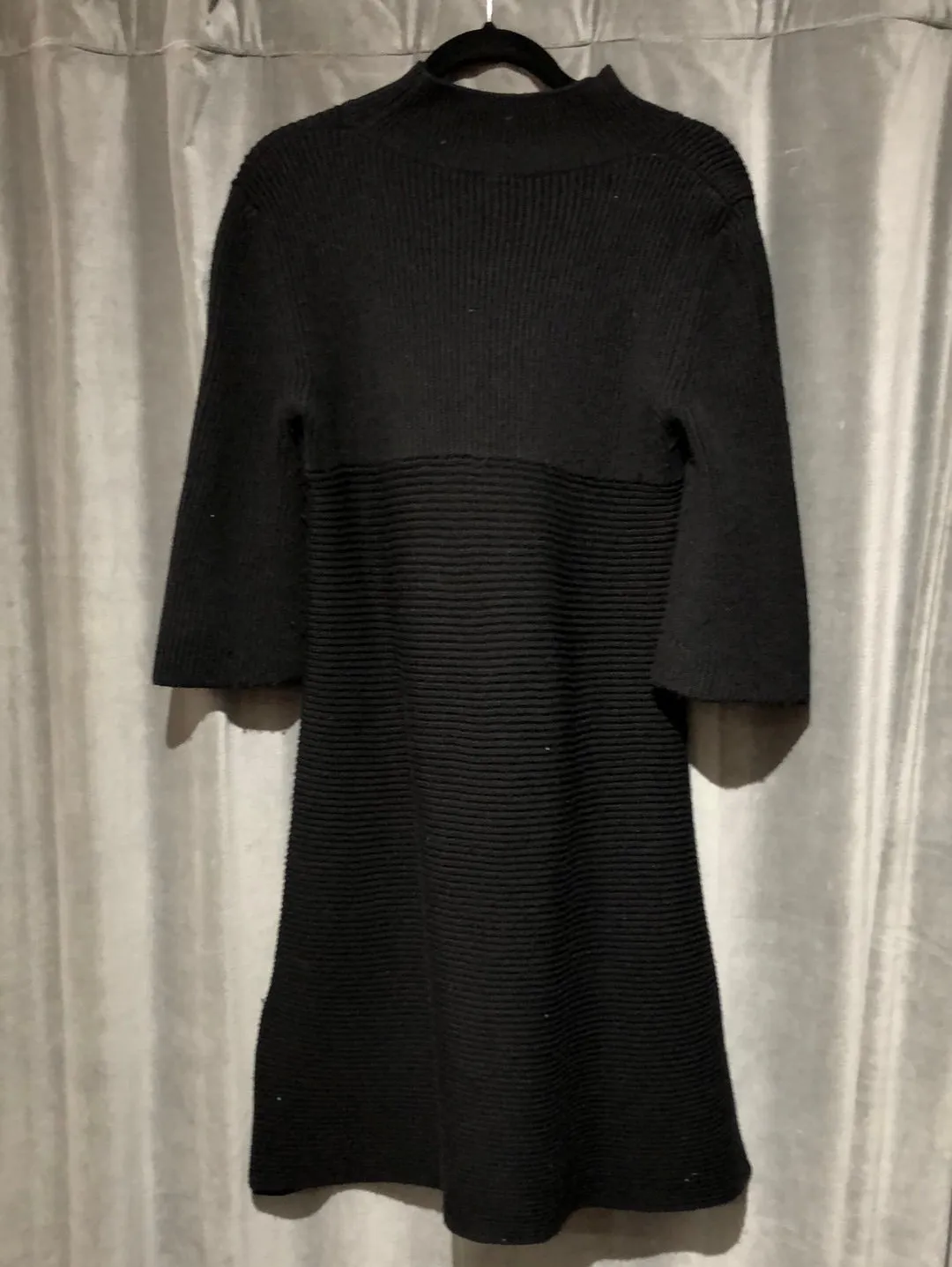 Stella McCartney Black Thick Ribbed Three Quarter Sleeve Sweater Dress