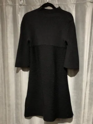 Stella McCartney Black Thick Ribbed Three Quarter Sleeve Sweater Dress
