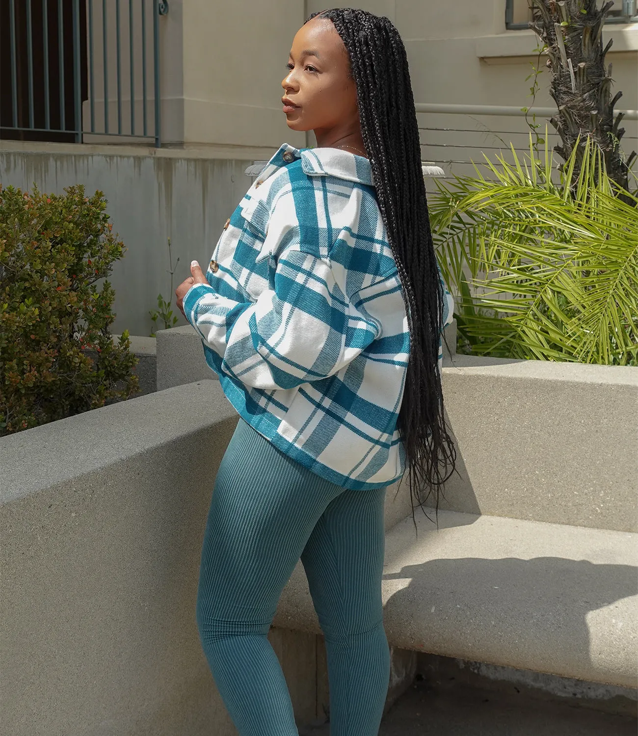 Stormy Weather Flannel Jacket(Teal)