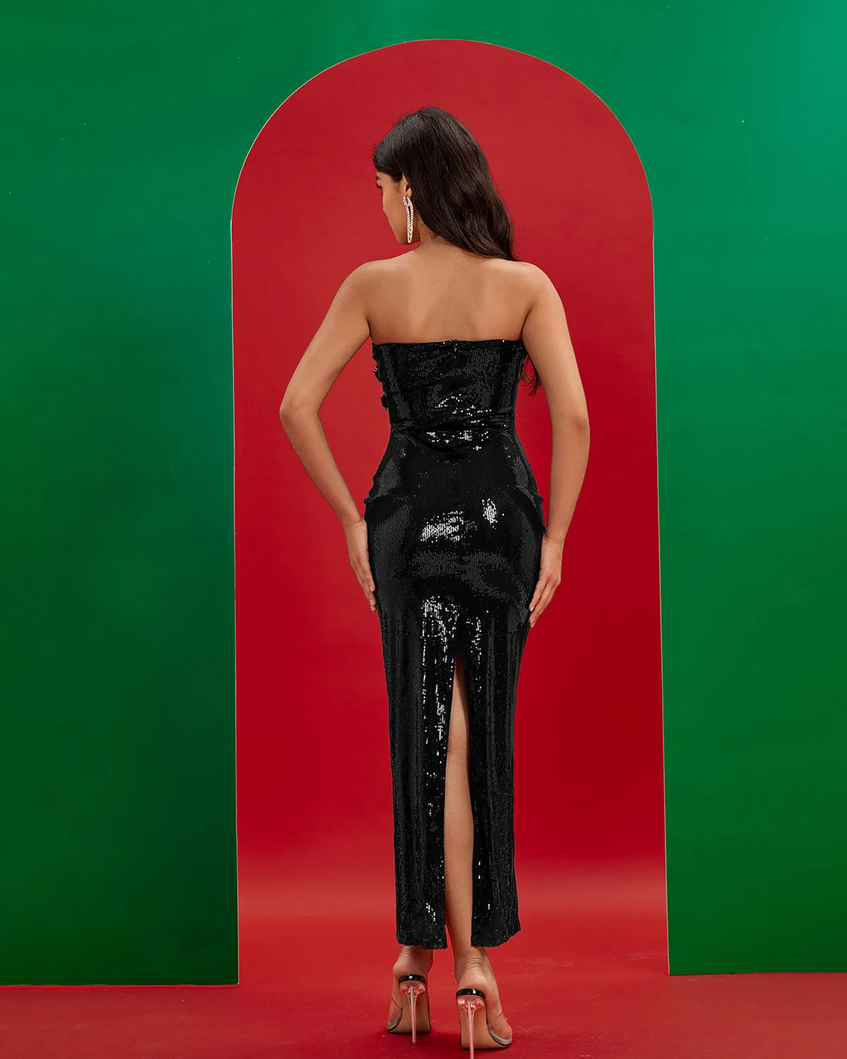 Strapless Maxi Sequins Dress