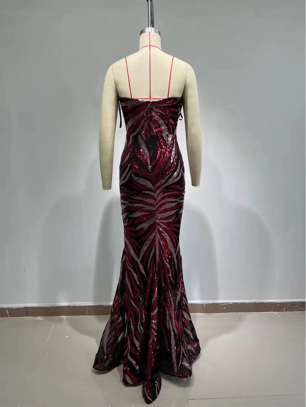 Strapless Sleeveless Colorful Bead Piece Maxi Bodycon Dress HT996