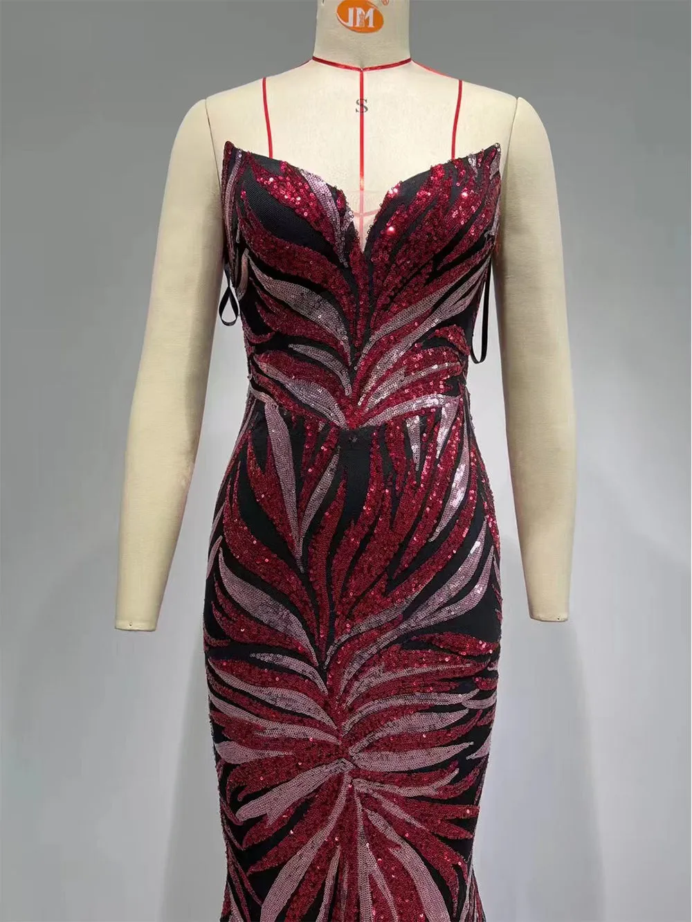 Strapless Sleeveless Colorful Bead Piece Maxi Bodycon Dress HT996