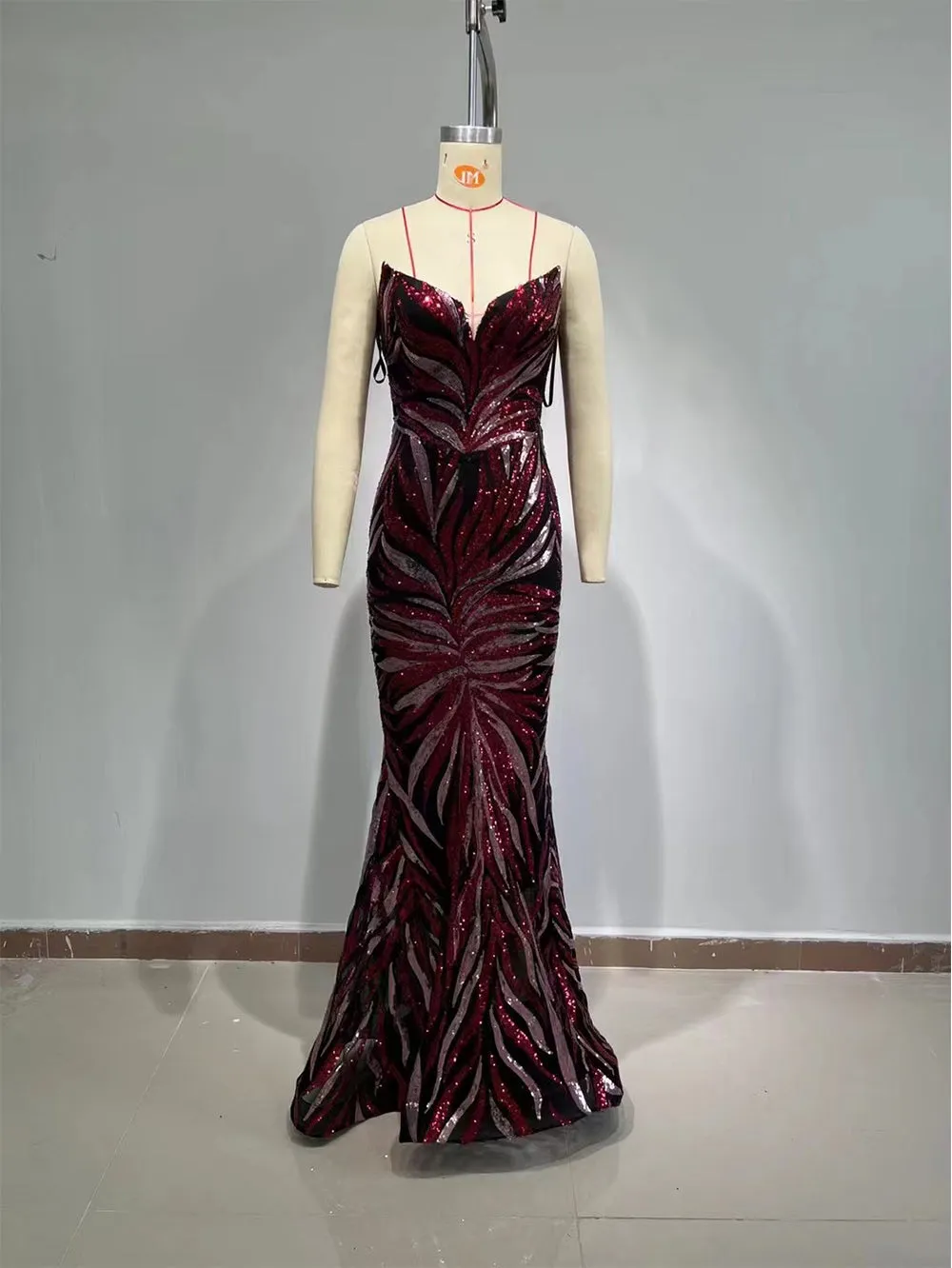 Strapless Sleeveless Colorful Bead Piece Maxi Bodycon Dress HT996