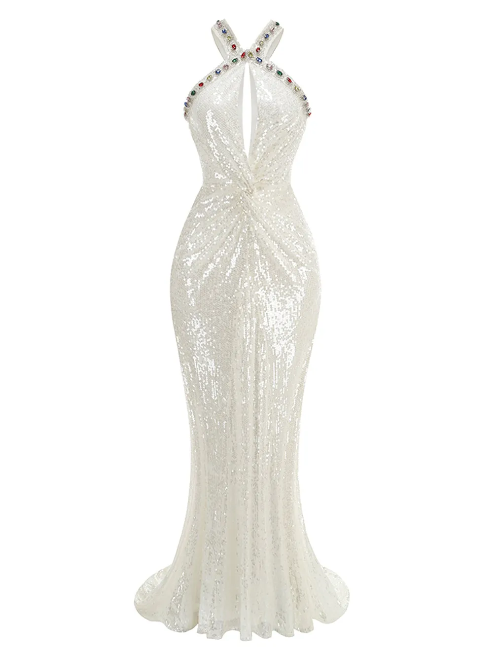 Strappy Sleeveless Sequins Maxi Dress KLYF1281