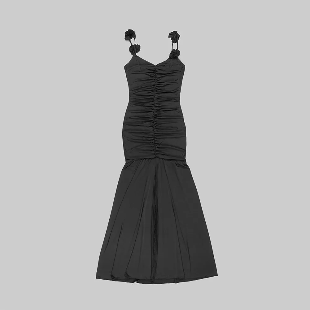 Strappy Sleeveless Wrinkled Maxi Bodycon Dress BD2462