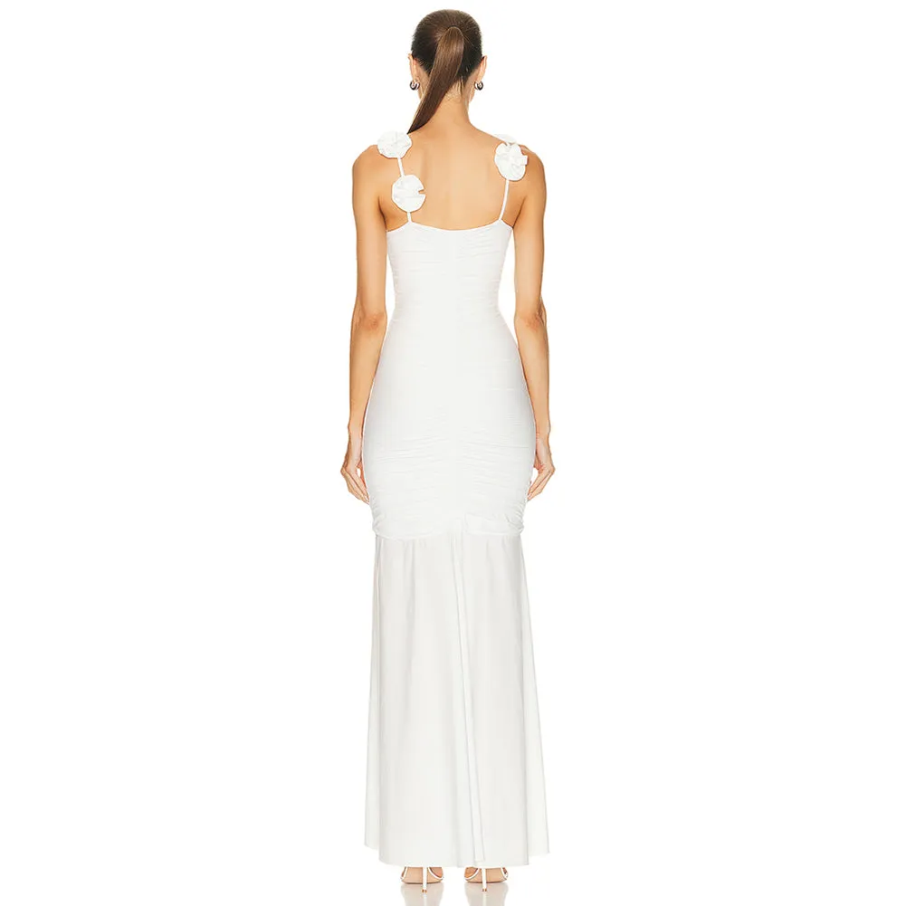 Strappy Sleeveless Wrinkled Maxi Bodycon Dress BD2462