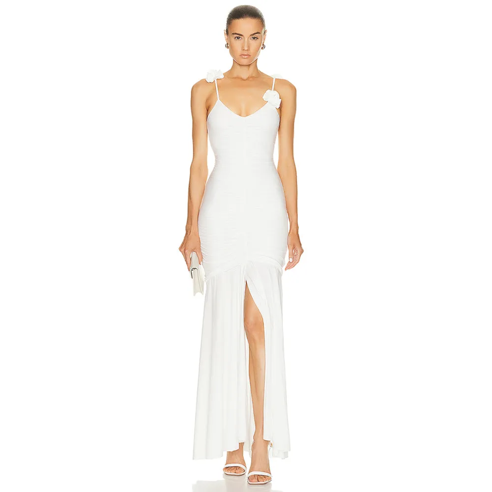 Strappy Sleeveless Wrinkled Maxi Bodycon Dress BD2462