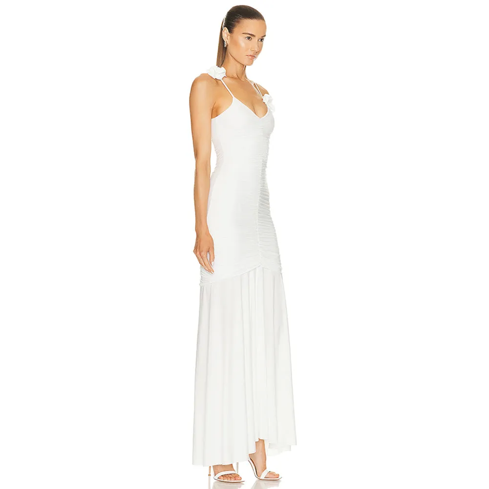 Strappy Sleeveless Wrinkled Maxi Bodycon Dress BD2462