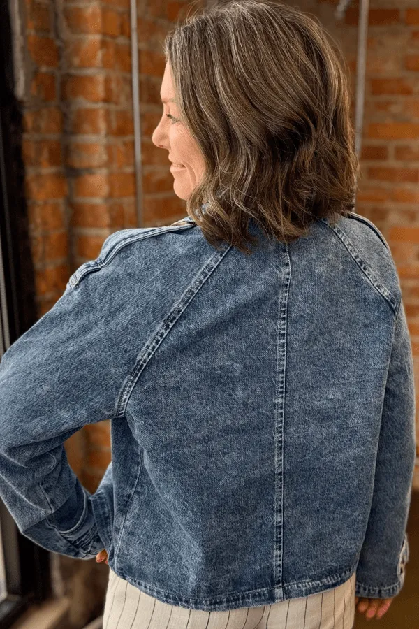 Stylish Washed Denim Trench Coat
