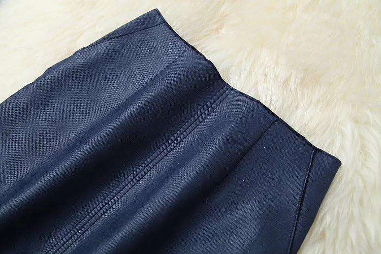 Suede Velvet Splicing Net Yarn Elastic Waist Tops Bodycon Split Skirt Two-piece Set