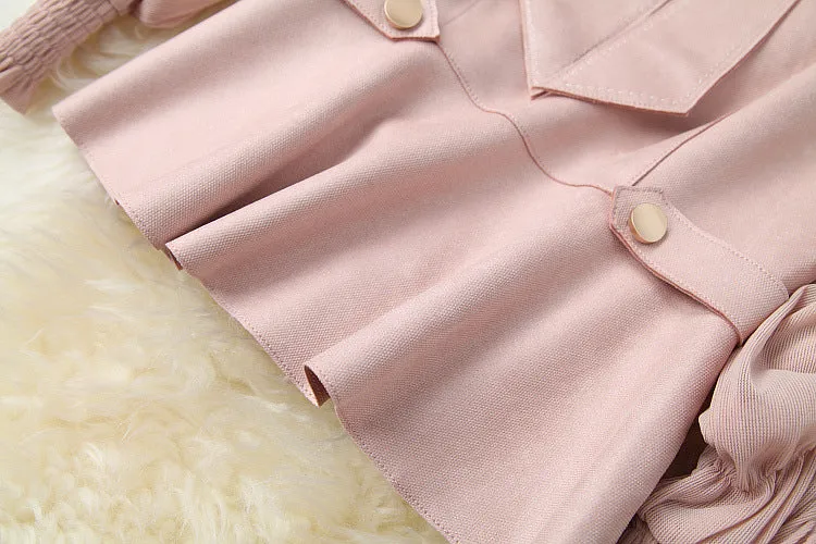 Suede Velvet Splicing Net Yarn Elastic Waist Tops Bodycon Split Skirt Two-piece Set