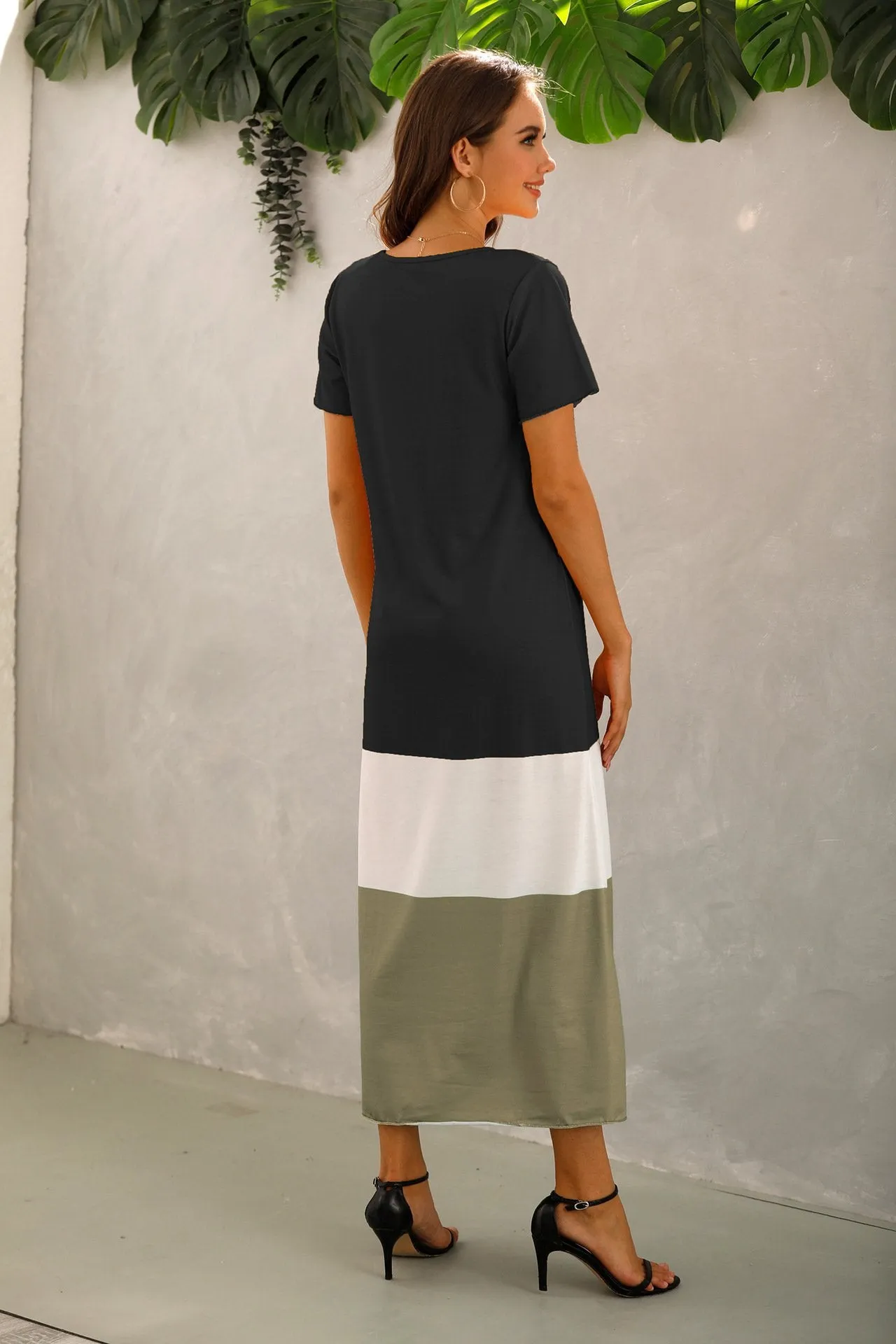 Summer Women Short Sleeves Long Maxi Dresses