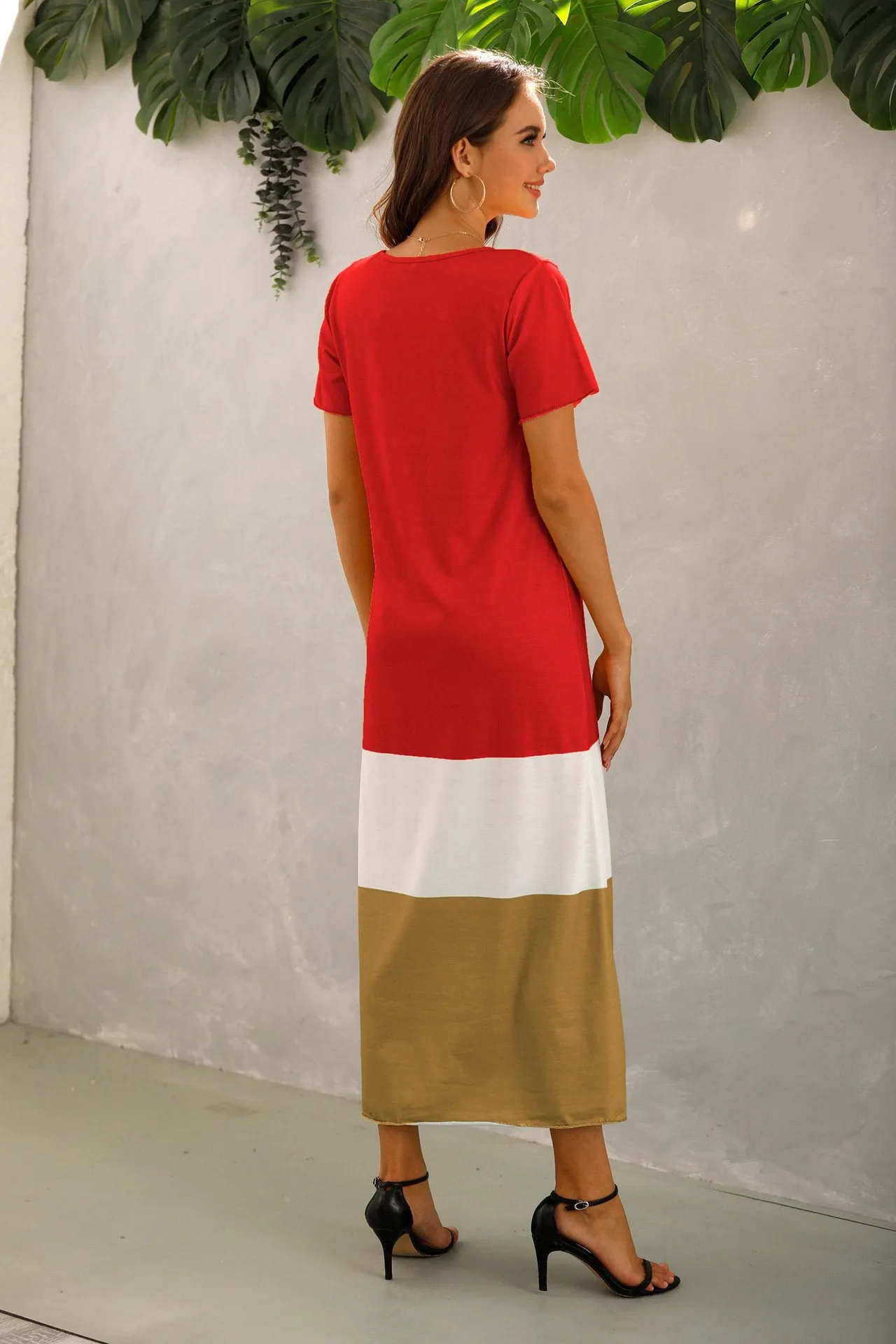 Summer Women Short Sleeves Long Maxi Dresses