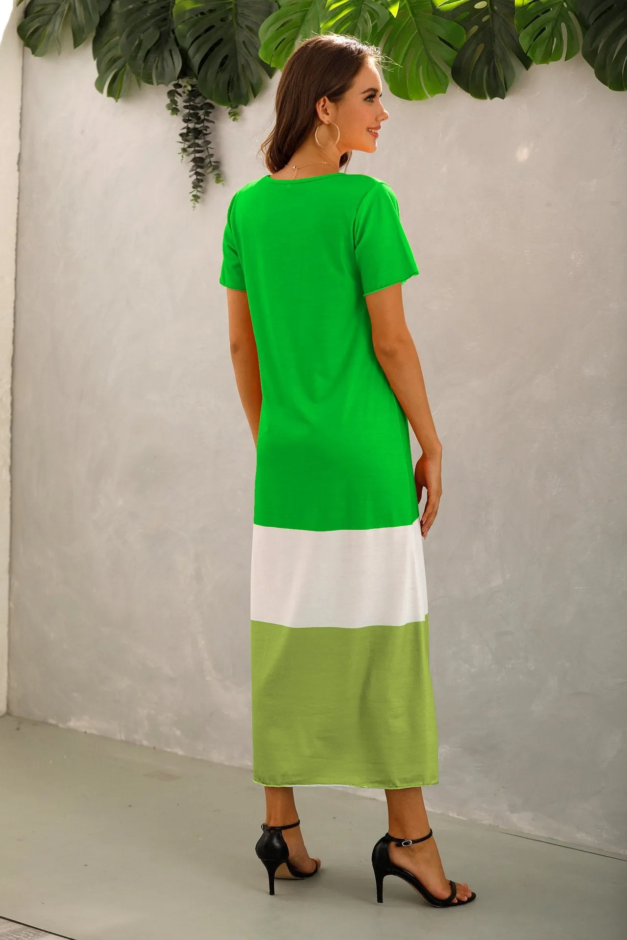 Summer Women Short Sleeves Long Maxi Dresses
