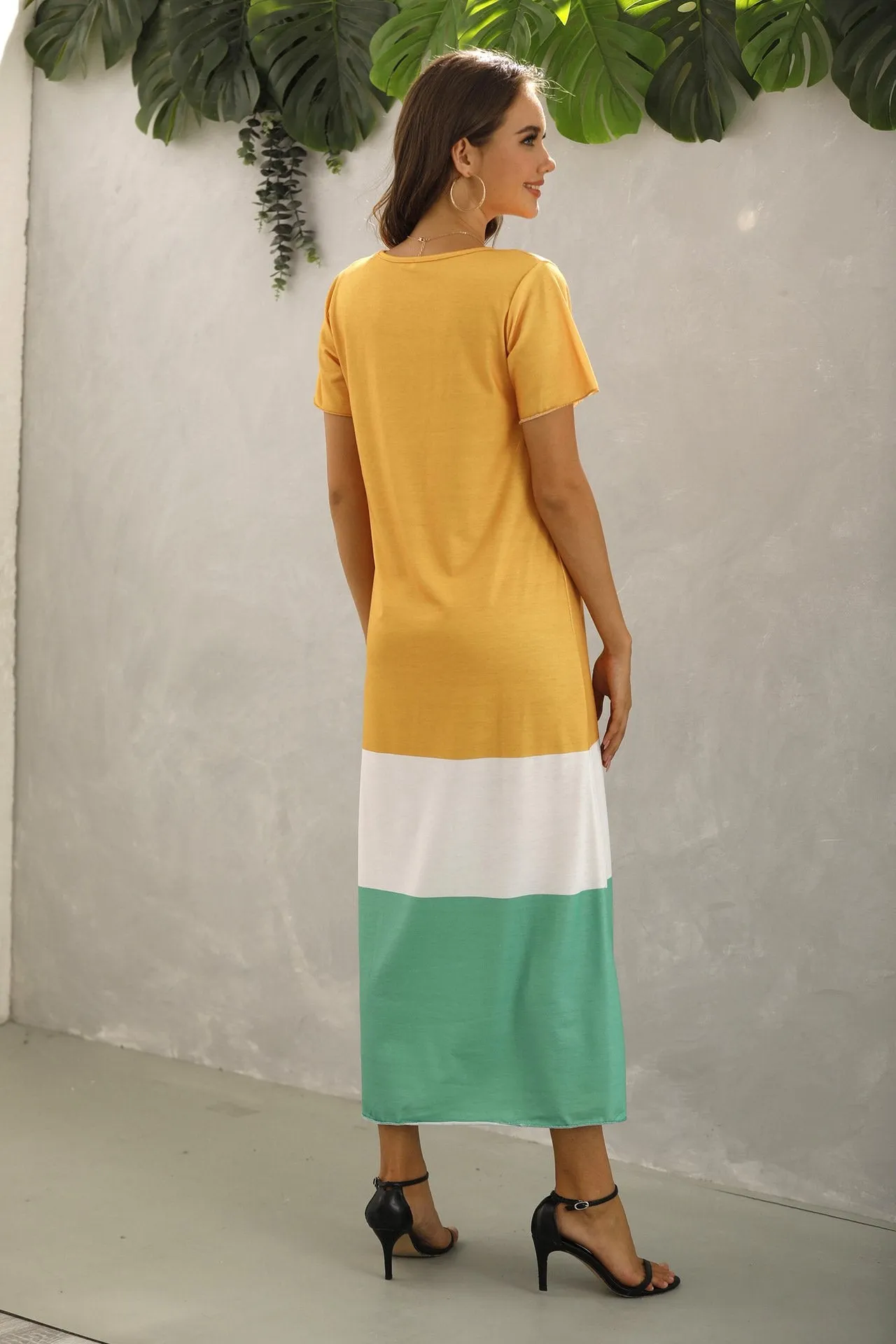 Summer Women Short Sleeves Long Maxi Dresses