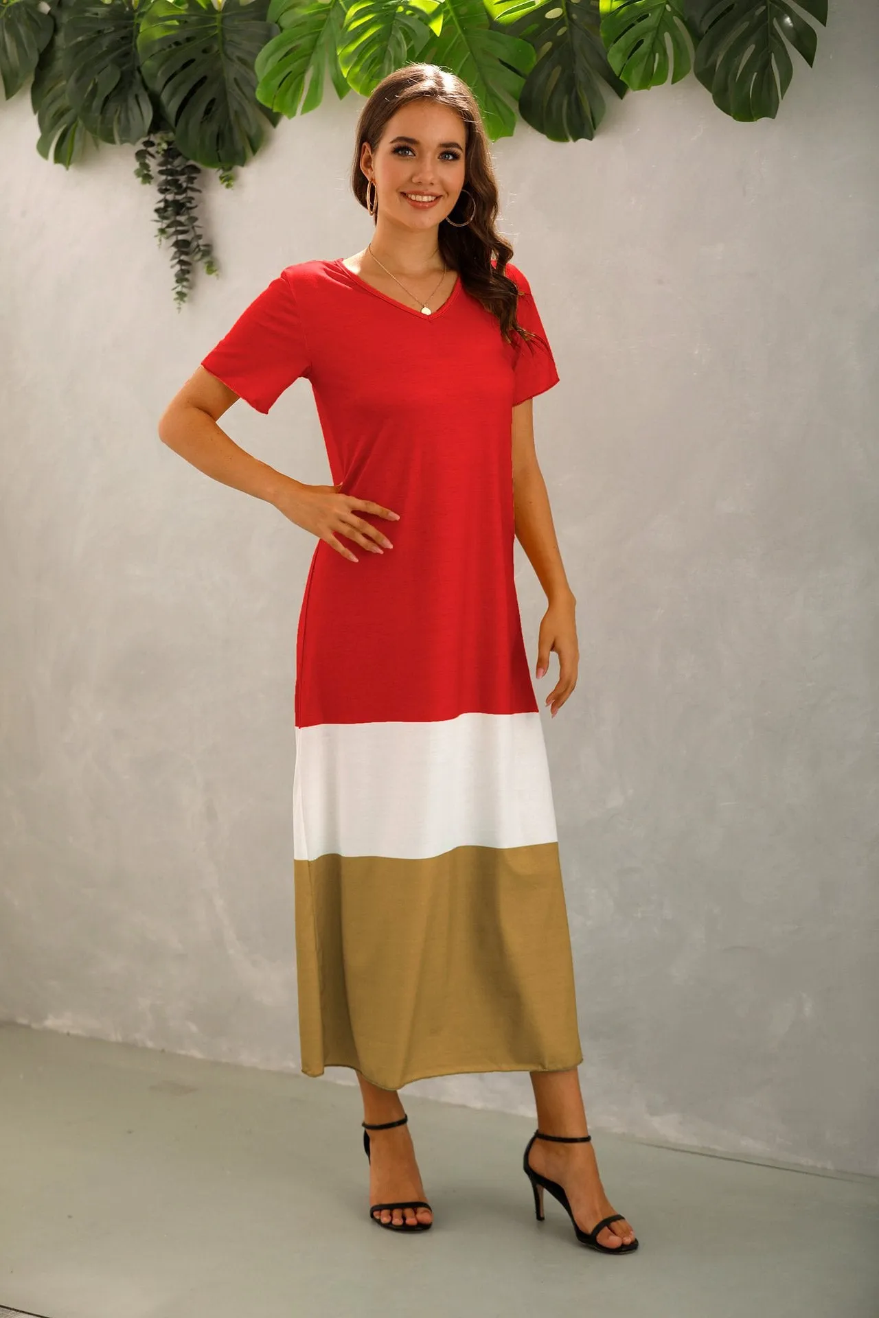 Summer Women Short Sleeves Long Maxi Dresses