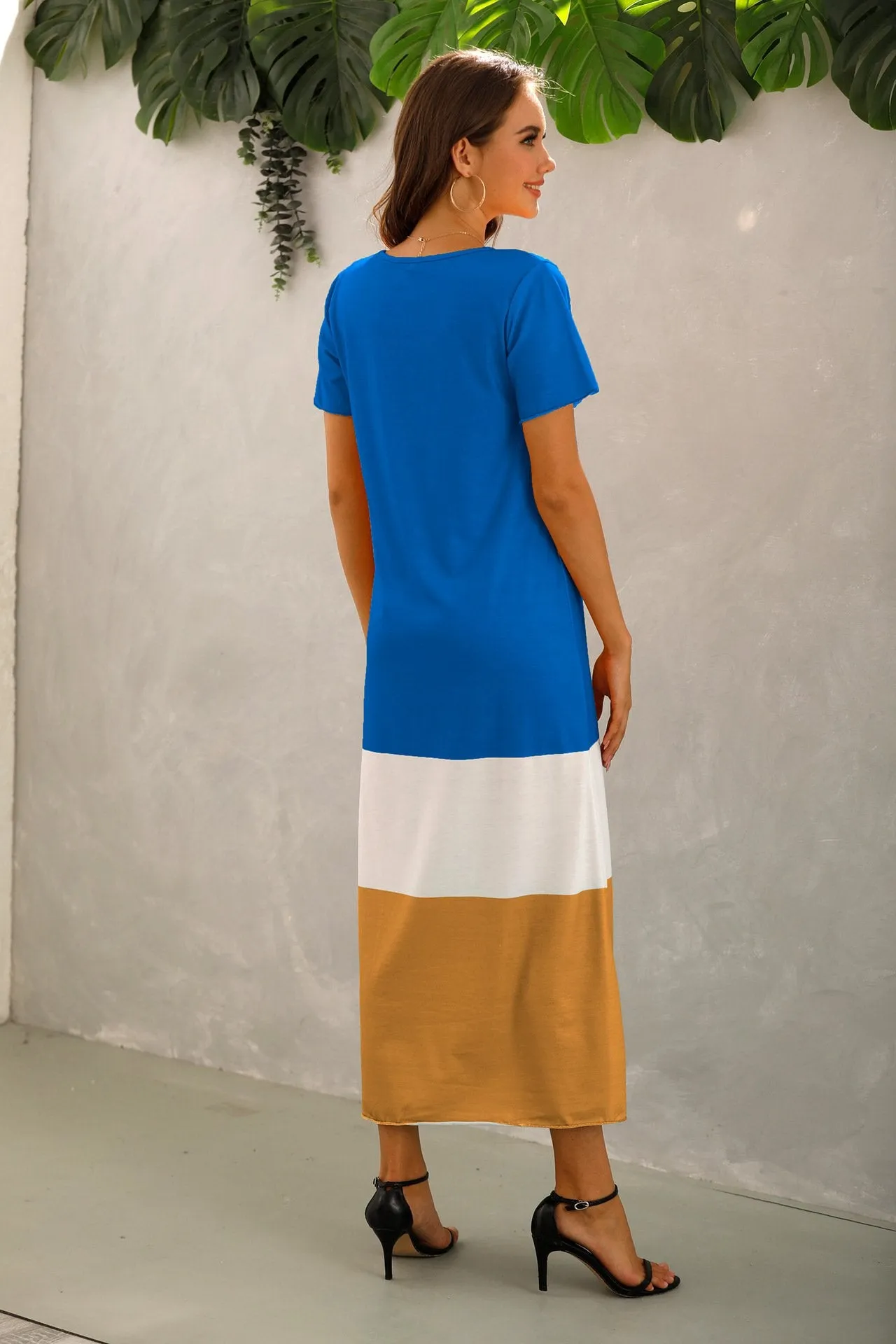 Summer Women Short Sleeves Long Maxi Dresses
