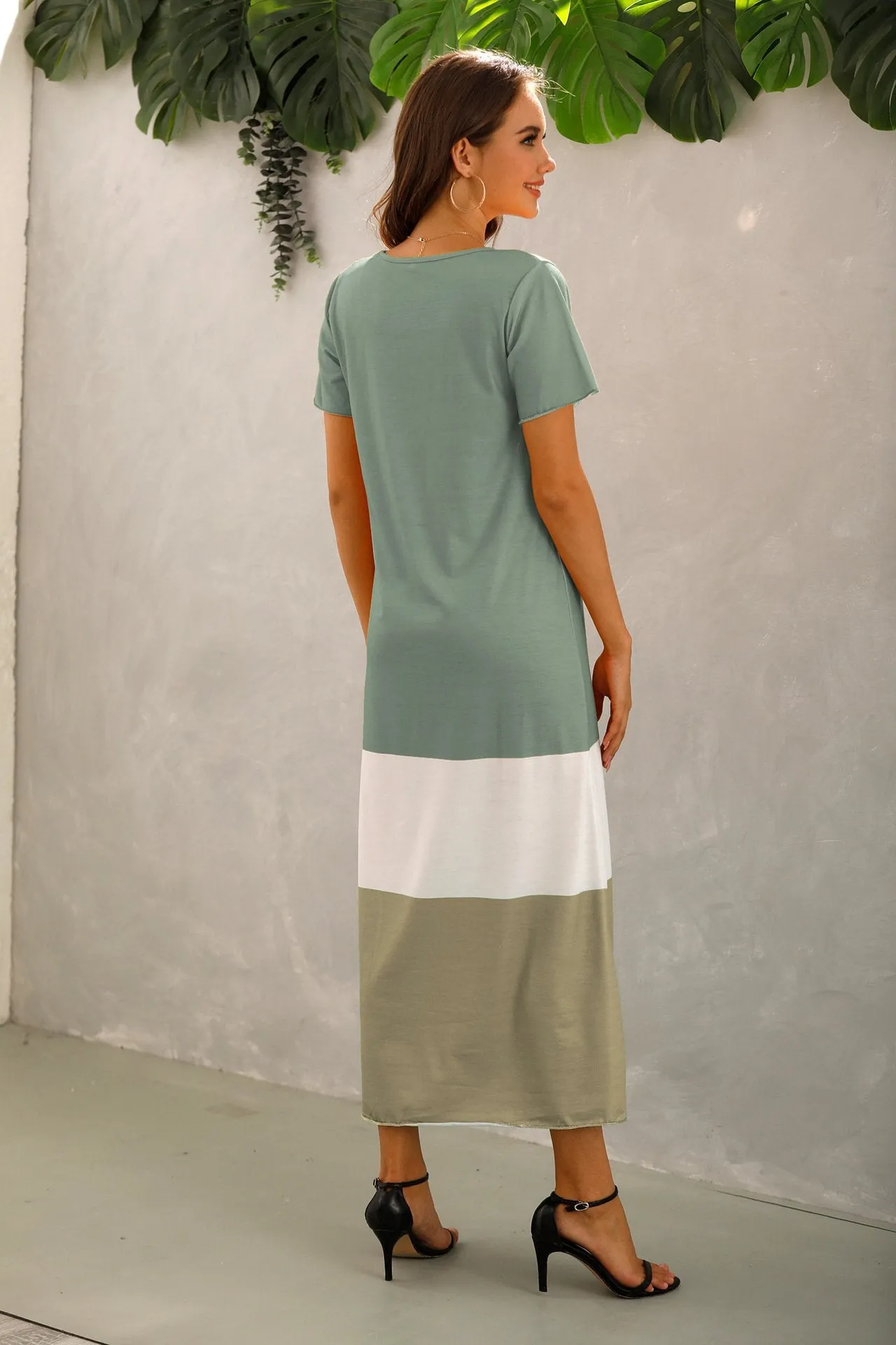 Summer Women Short Sleeves Long Maxi Dresses